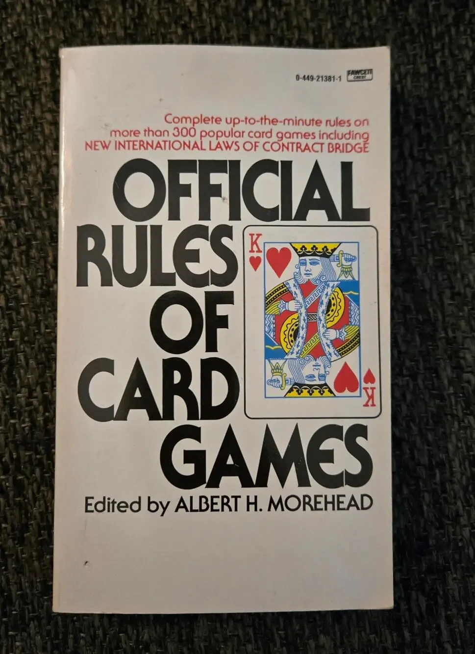 Vintage Official Rules of Card Games Paperback Albert H Morehead Fawcett Crest